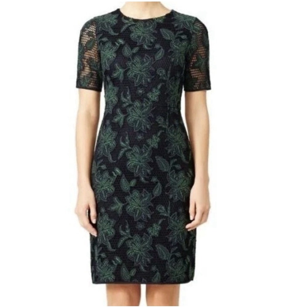 Tory Burch Wisteria‎ Lace Mesh Dress Navy Green Floral Size 14 NWT